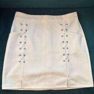 Elegant White Lace-Up Skirt